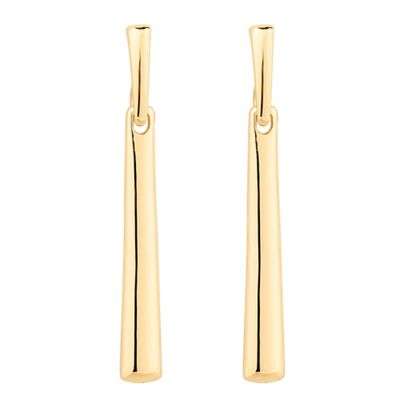 Polished gold angular stick drop earring